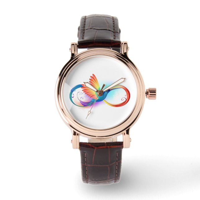 Rainbow Hummingbird mit dem Symbol Unendlichkeit Armbanduhr (Vorderseite)