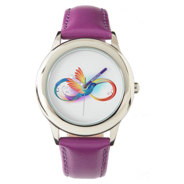 Rainbow Hummingbird mit dem Symbol Unendlichkeit Armbanduhr (Vorderseite)