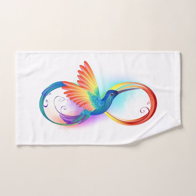 Rainbow Hummingbird mit dem Symbol Unendlichkeit Badhandtuch Set (Handtuch)