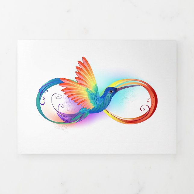 Rainbow Hummingbird mit dem Symbol Unendlichkeit Dreifach Gefaltete Urlaubskarte (Cover)