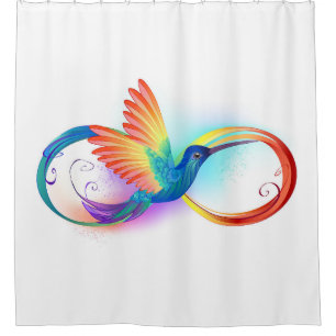 Rainbow Hummingbird mit dem Symbol Unendlichkeit Duschvorhang