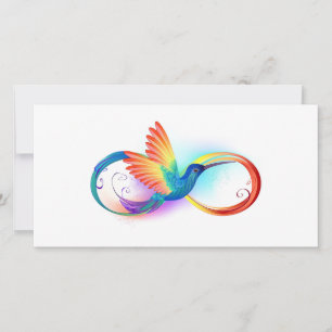 Rainbow Hummingbird mit dem Symbol Unendlichkeit Feiertagskarte