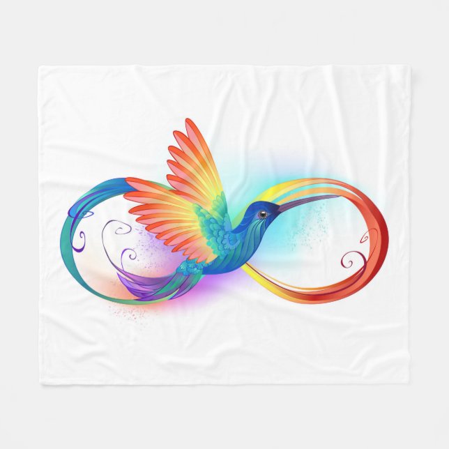 Rainbow Hummingbird mit dem Symbol Unendlichkeit Fleecedecke (Vorderseite (Horizontal))