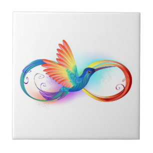Rainbow Hummingbird mit dem Symbol Unendlichkeit Fliese