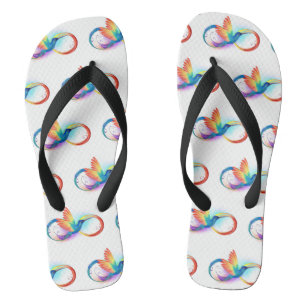 Rainbow Hummingbird mit dem Symbol Unendlichkeit Flip Flops