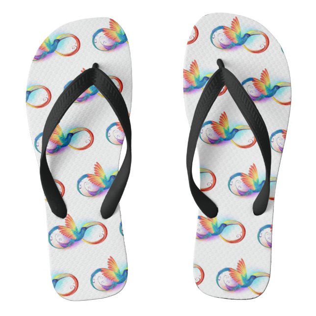 Rainbow Hummingbird mit dem Symbol Unendlichkeit Flip Flops (Fußbett)