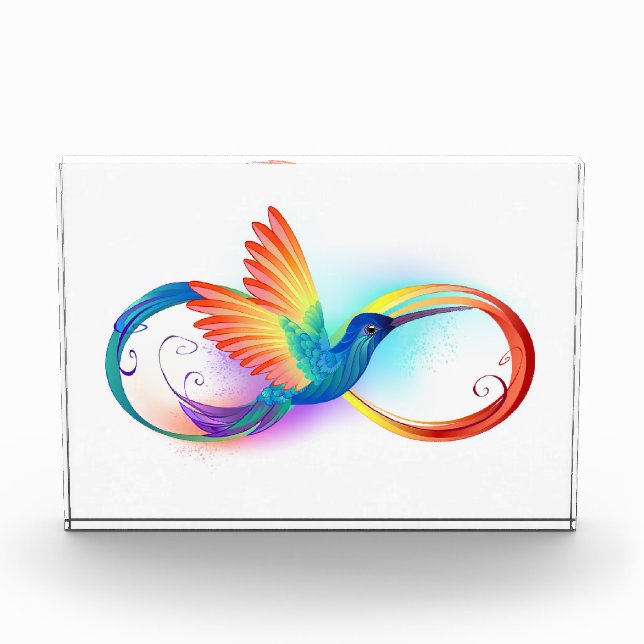 Rainbow Hummingbird mit dem Symbol Unendlichkeit Fotoblock (Vorderseite)