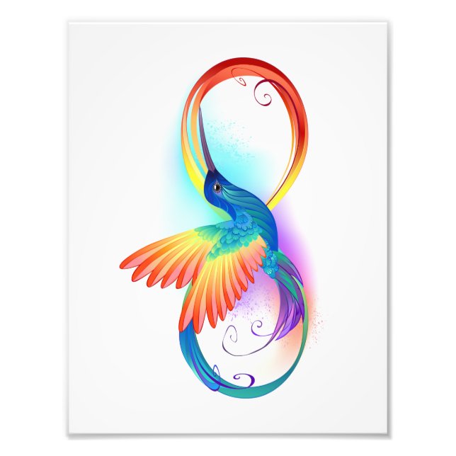 Rainbow Hummingbird mit dem Symbol Unendlichkeit Fotodruck (Vorne)