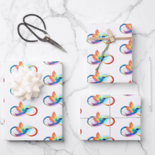 Rainbow Hummingbird mit dem Symbol Unendlichkeit Geschenkpapier Set