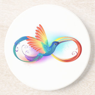 Rainbow Hummingbird mit dem Symbol Unendlichkeit Getränkeuntersetzer