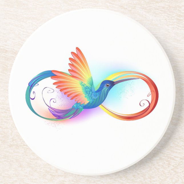 Rainbow Hummingbird mit dem Symbol Unendlichkeit Getränkeuntersetzer (Vorne)