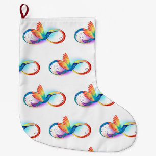 Rainbow Hummingbird mit dem Symbol Unendlichkeit Großer Weihnachtsstrumpf