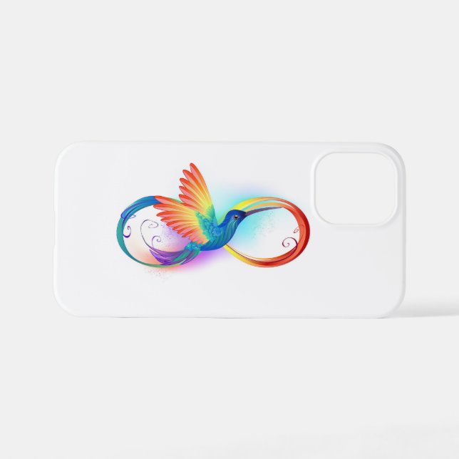 Rainbow Hummingbird mit dem Symbol Unendlichkeit iPhone 12 Mini Hülle (Rückseite (Horizontal))
