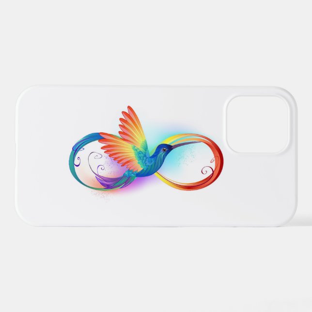 Rainbow Hummingbird mit dem Symbol Unendlichkeit iPhone 12 Pro Hülle (Rückseite (Horizontal))