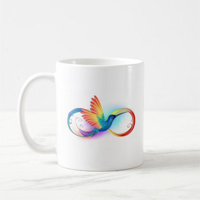 Rainbow Hummingbird mit dem Symbol Unendlichkeit Kaffeetasse (Links)
