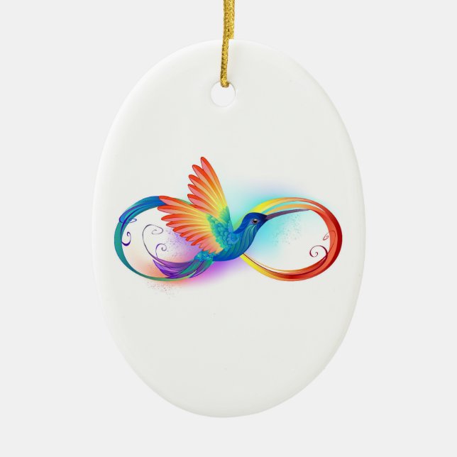 Rainbow Hummingbird mit dem Symbol Unendlichkeit Keramik Ornament (Vorne)