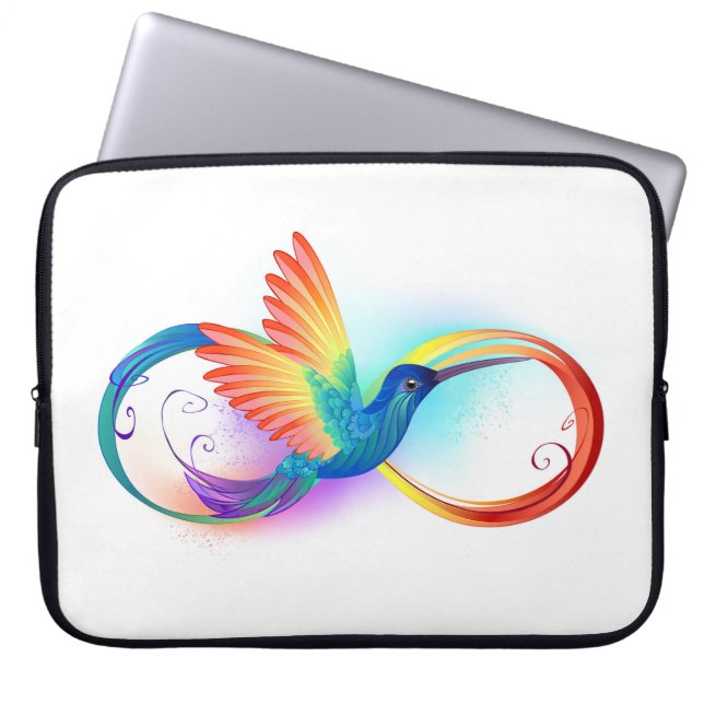 Rainbow Hummingbird mit dem Symbol Unendlichkeit Laptopschutzhülle (Vorderseite)