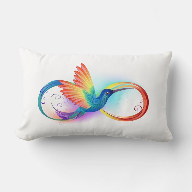 Rainbow Hummingbird mit dem Symbol Unendlichkeit Lendenkissen (Vorderseite)