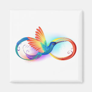 Rainbow Hummingbird mit dem Symbol Unendlichkeit Magnet