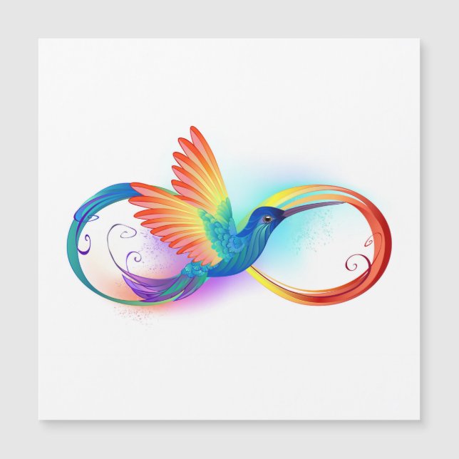 Rainbow Hummingbird mit dem Symbol Unendlichkeit Magneteinladung (Vorderseite)