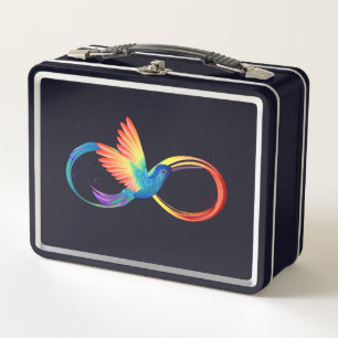 Rainbow Hummingbird mit dem Symbol Unendlichkeit Metall Brotdose