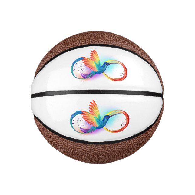 Rainbow Hummingbird mit dem Symbol Unendlichkeit Mini Basketball (Vorderseite)