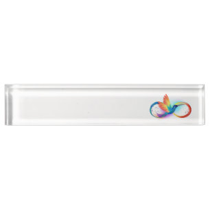 Rainbow Hummingbird mit dem Symbol Unendlichkeit Namensplakette