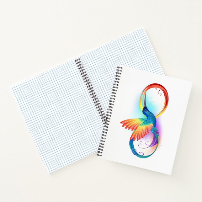 Rainbow Hummingbird mit dem Symbol Unendlichkeit Notizbuch (Innenseite)