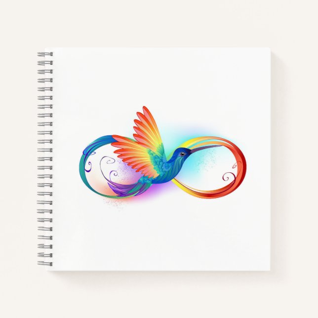 Rainbow Hummingbird mit dem Symbol Unendlichkeit Notizbuch (Vorderseite)