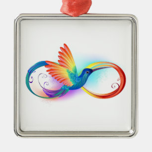 Rainbow Hummingbird mit dem Symbol Unendlichkeit Ornament Aus Metall