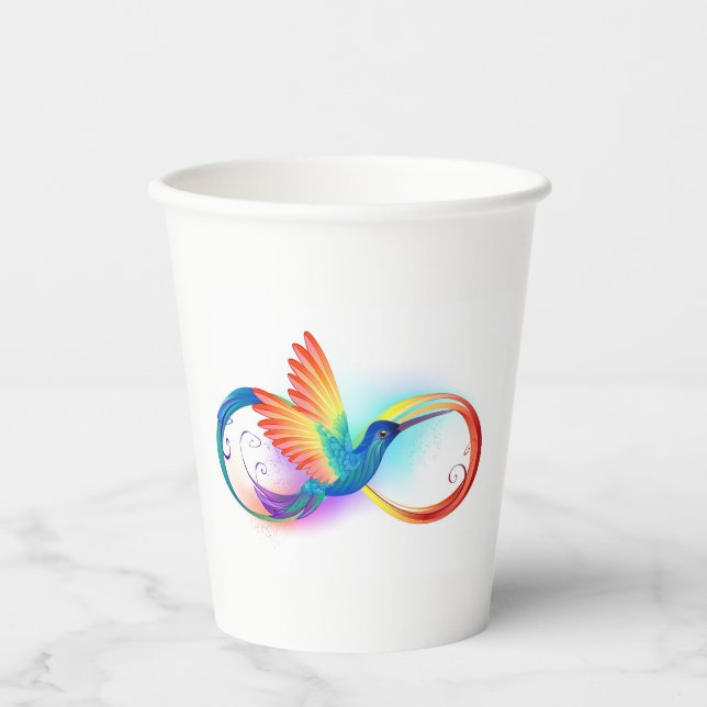 Rainbow Hummingbird mit dem Symbol Unendlichkeit Pappbecher (Vorderseite)