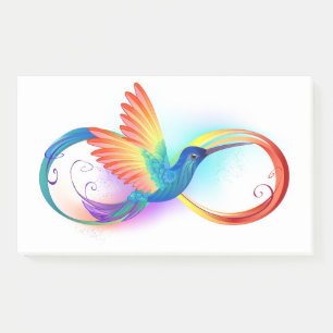 Rainbow Hummingbird mit dem Symbol Unendlichkeit Post-it Klebezettel