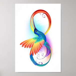 Rainbow Hummingbird mit dem Symbol Unendlichkeit Poster