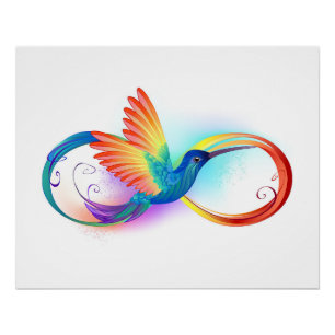 Rainbow Hummingbird mit dem Symbol Unendlichkeit Poster