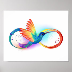 Rainbow Hummingbird mit dem Symbol Unendlichkeit Poster