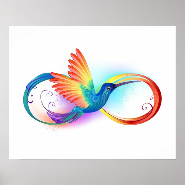 Rainbow Hummingbird mit dem Symbol Unendlichkeit Poster (Vorne)