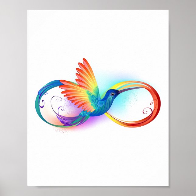 Rainbow Hummingbird mit dem Symbol Unendlichkeit Poster (Vorne)