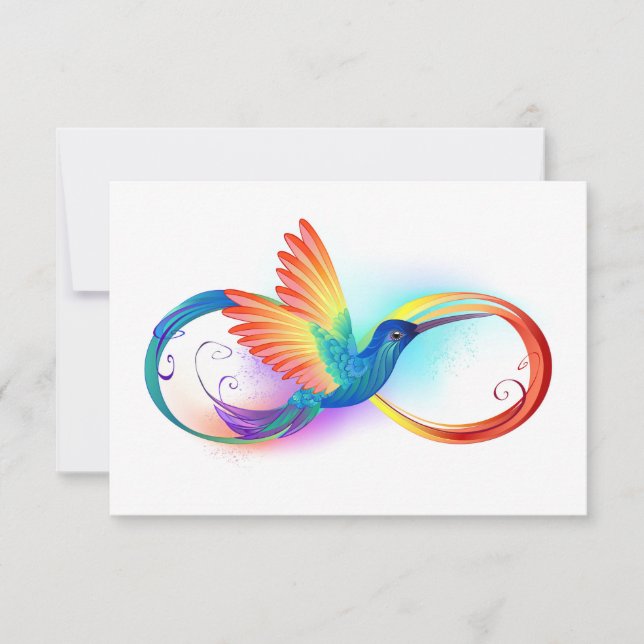 Rainbow Hummingbird mit dem Symbol Unendlichkeit RSVP Karte (Vorderseite)