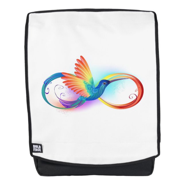 Rainbow Hummingbird mit dem Symbol Unendlichkeit Rucksack (Vorderseite)