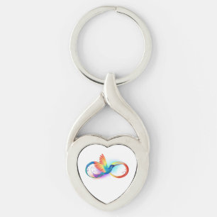 Rainbow Hummingbird mit dem Symbol Unendlichkeit Schlüsselanhänger
