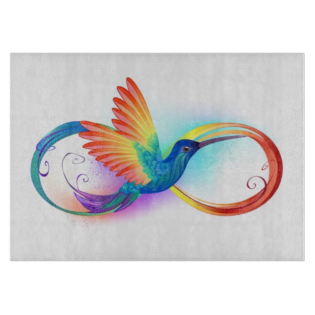 Rainbow Hummingbird mit dem Symbol Unendlichkeit Schneidebrett (Vorderseite)