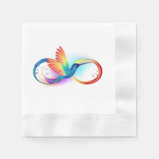 Rainbow Hummingbird mit dem Symbol Unendlichkeit Serviette (Vorderseite)