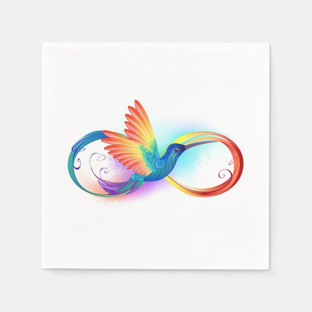 Rainbow Hummingbird mit dem Symbol Unendlichkeit Serviette (Vorderseite)