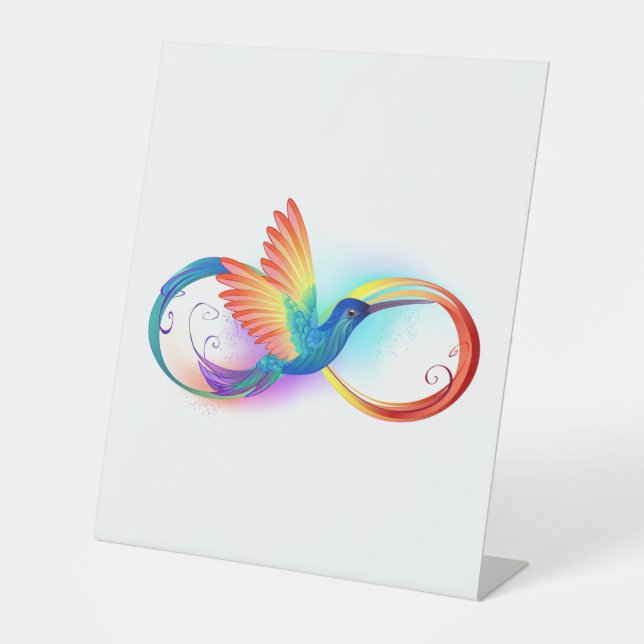 Rainbow Hummingbird mit dem Symbol Unendlichkeit Sockelschild (Vorderseite)