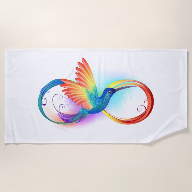 Rainbow Hummingbird mit dem Symbol Unendlichkeit Strandtuch (Vorderseite)