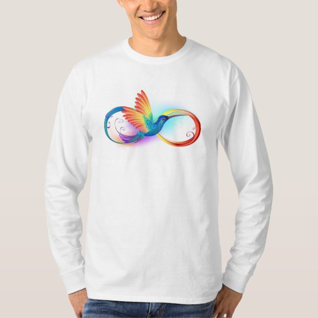 Rainbow Hummingbird mit dem Symbol Unendlichkeit T-Shirt (Vorderseite)