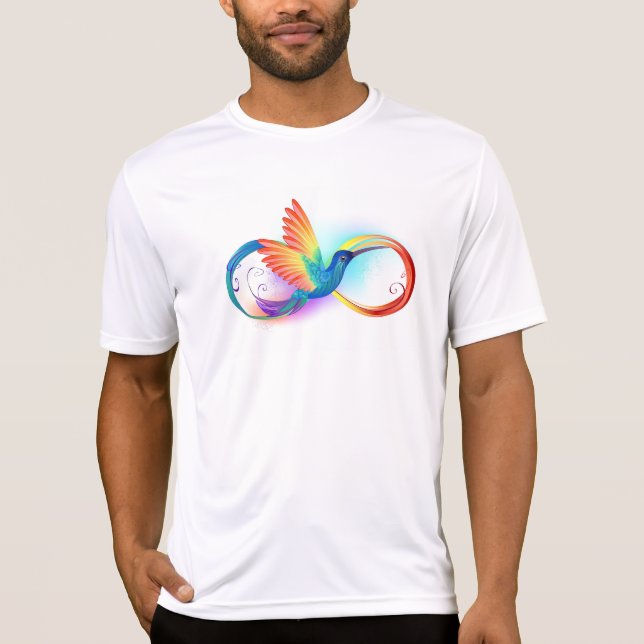 Rainbow Hummingbird mit dem Symbol Unendlichkeit T-Shirt (Vorderseite)