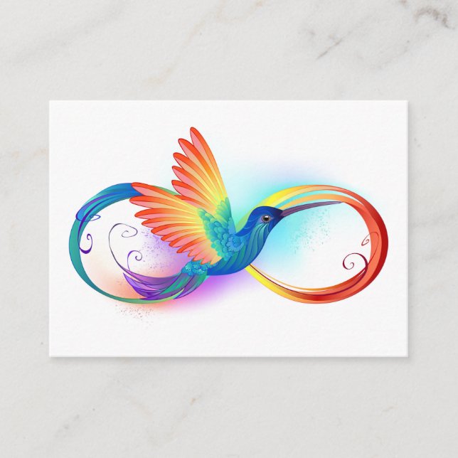 Rainbow Hummingbird mit dem Symbol Unendlichkeit Telefonnummerkarte (Vorderseite)