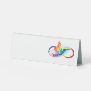 Rainbow Hummingbird mit dem Symbol Unendlichkeit Tischaufsteller