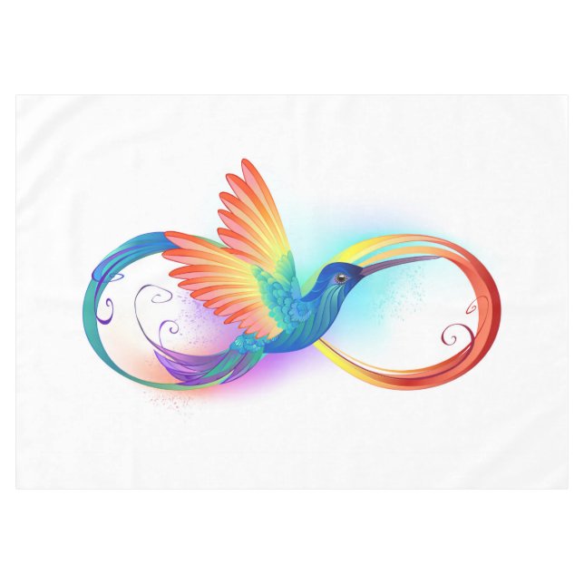 Rainbow Hummingbird mit dem Symbol Unendlichkeit Tischdecke (Vorderseite (Horizontal))